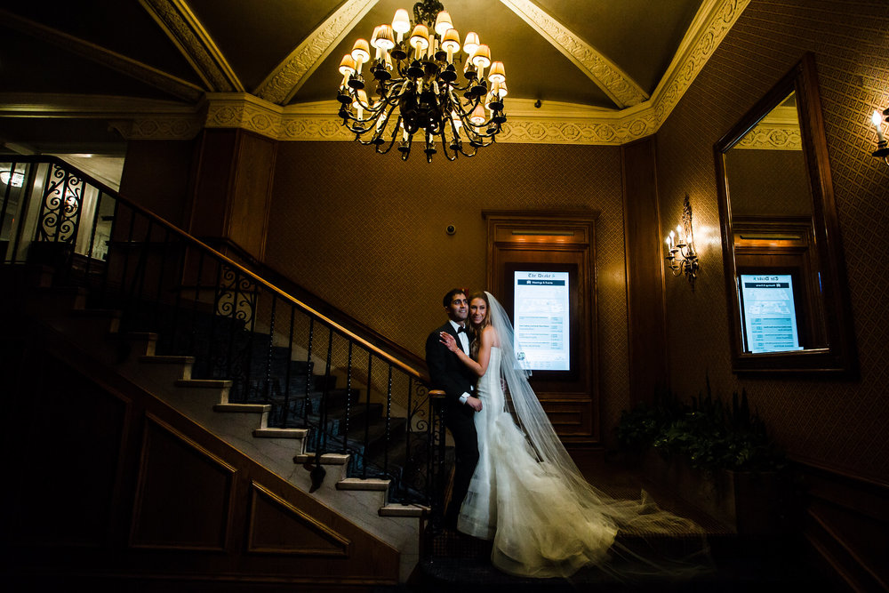 Bride and groom at their Drake Hotel wedding