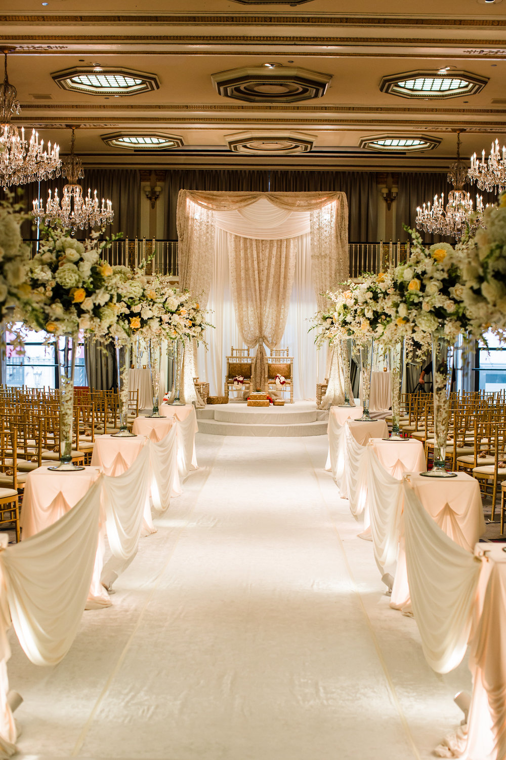 Drake hotel wedding ceremony aisle with decor
