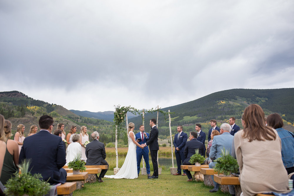 Wedding ceremony at Camp Hale wedding