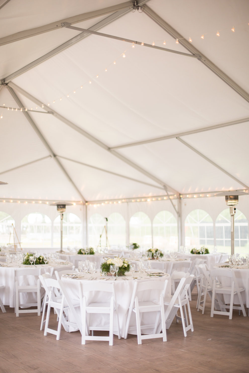 Reception tent at Camp Hale wedding