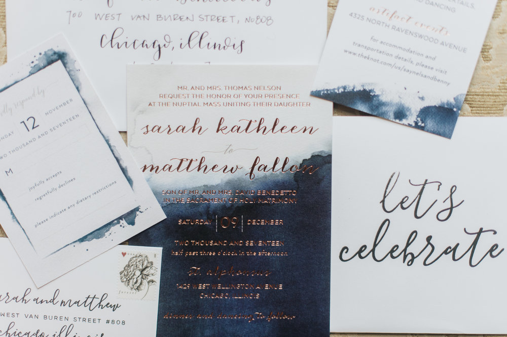 Artifact Events Chicago wedding invitations