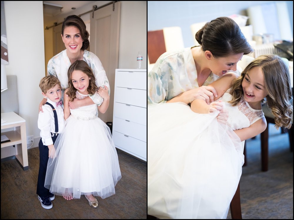  bride with flower girl and ring bearer 
