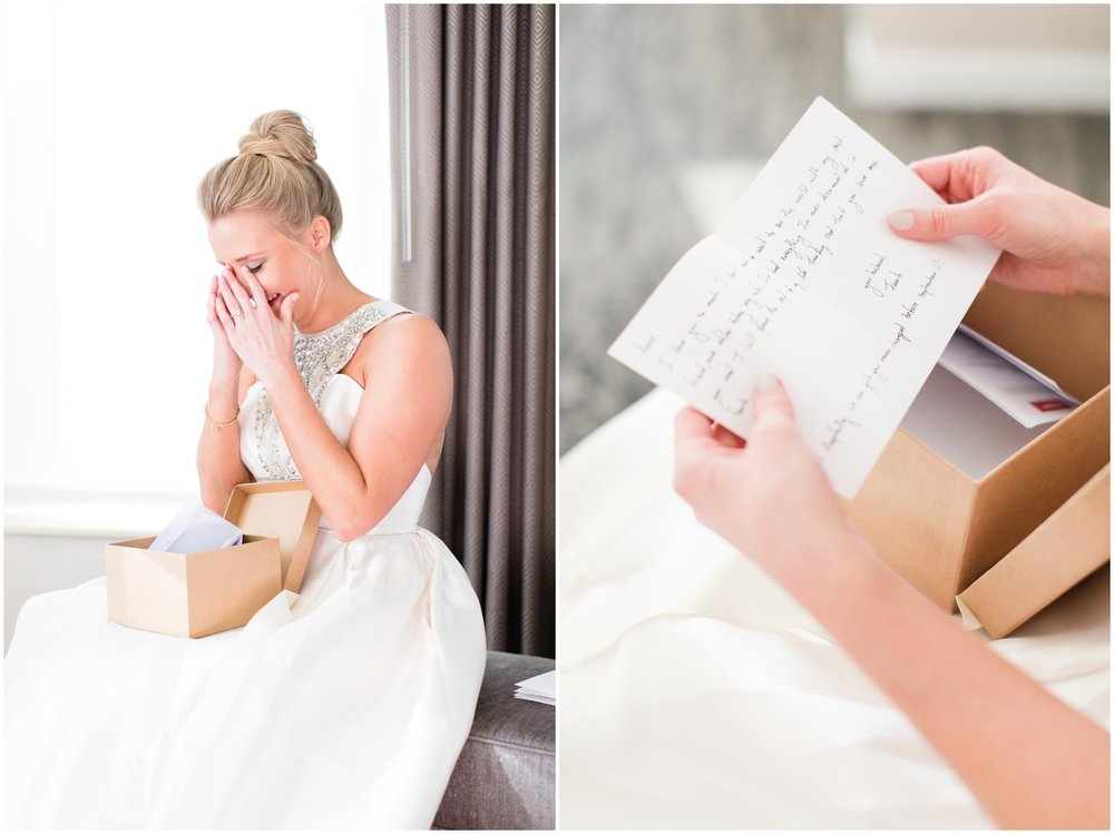  bride reading a letter and crying 