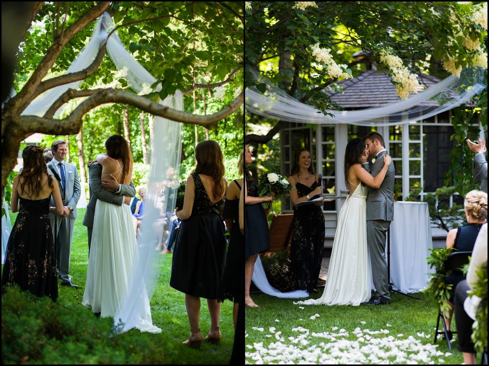  bride and groom at their outdoor wedding ceremony 