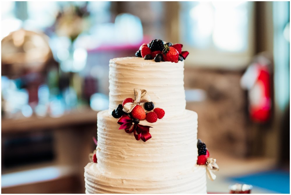 Simple white wedding cake with fruits 