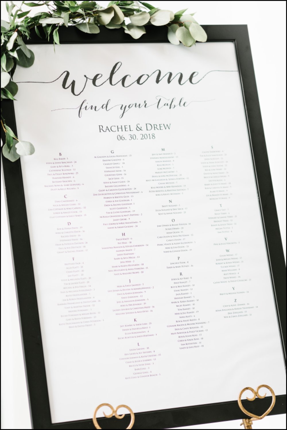 Hutton House wedding reception seating chart