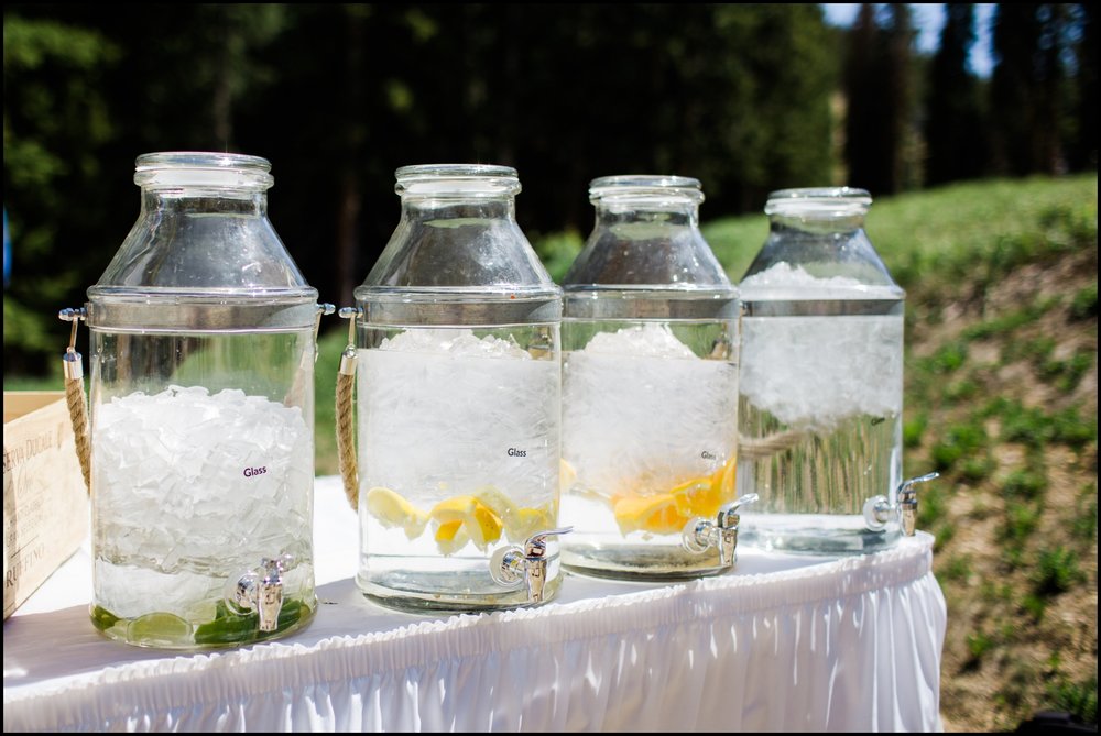 Iced waters for guests at Donovan Pavilion wedding