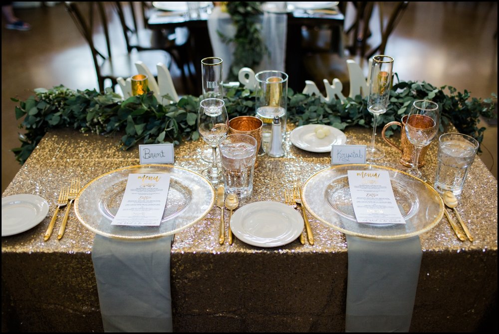 Couples table at Donovan Pavilion wedding reception