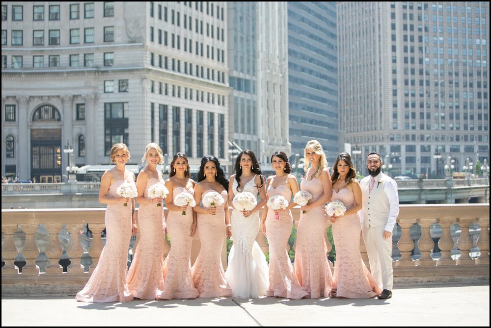  Bride and bridesmaids at the Chicago wedding 
