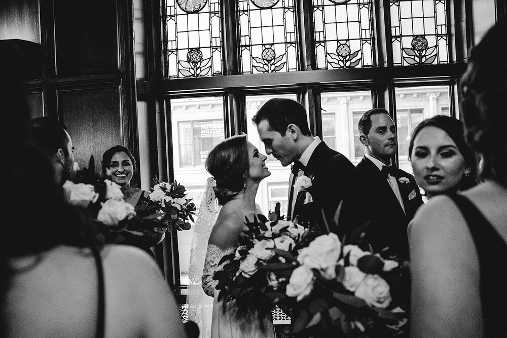 Wedding party gathering before wedding ceremony