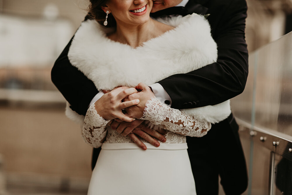 Bride and groom on University Club Chicago wedding 