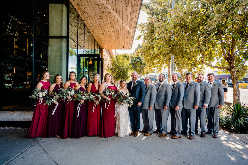 Wedding party front of south congress hotel wedding