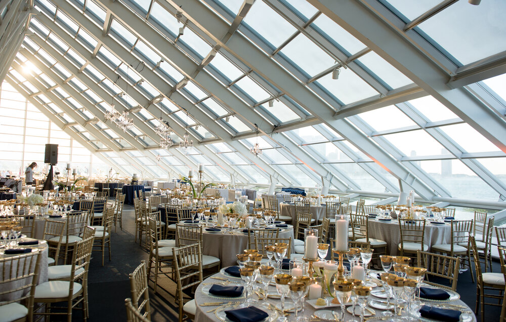 Adler Planetarium wedding reception tables with decor