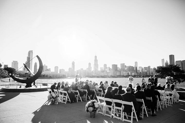Wedding ceremony with skyline views