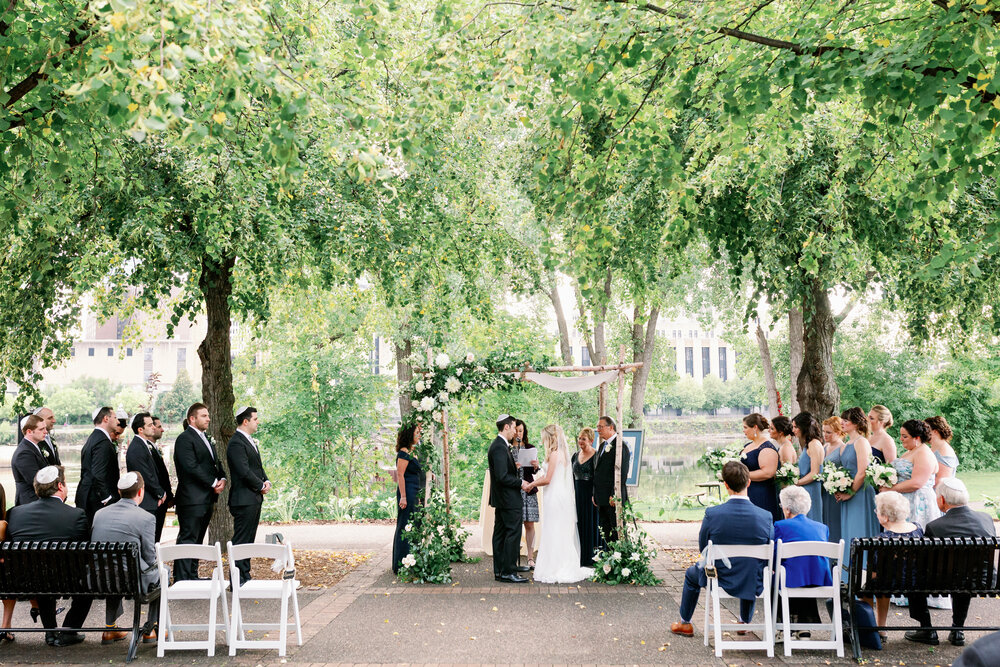 outdoor wedding ceremony at Nicollet Island Pavilion