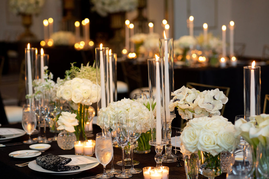 Black, White, and Gold Wedding Reception at The Langham Hotel in Chicago
