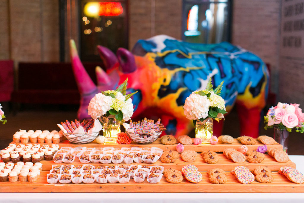 Dessert display at Lacuna Lofts wedding reception in Chicago