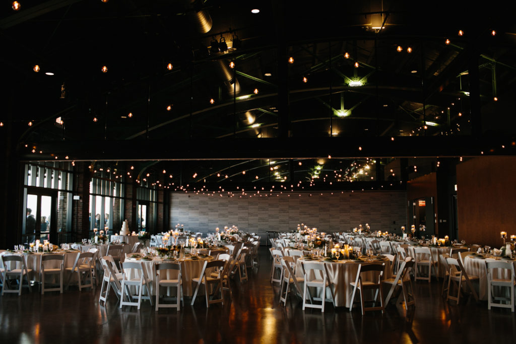 Reception hall at a Theater on the Lake Chicago wedding venue