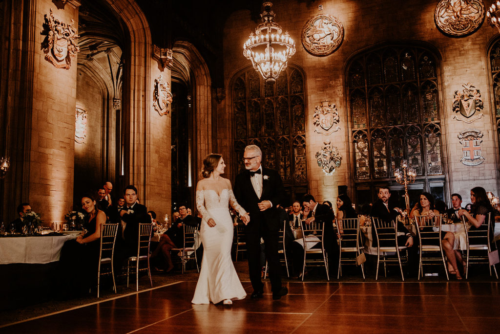 Bride and father at University Club Chicago wedding reception 