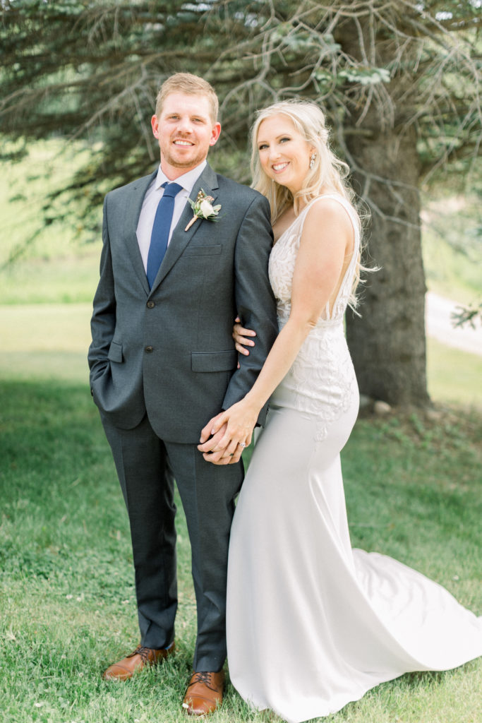 Bride and groom at The Barn at Stoney Hills in MN