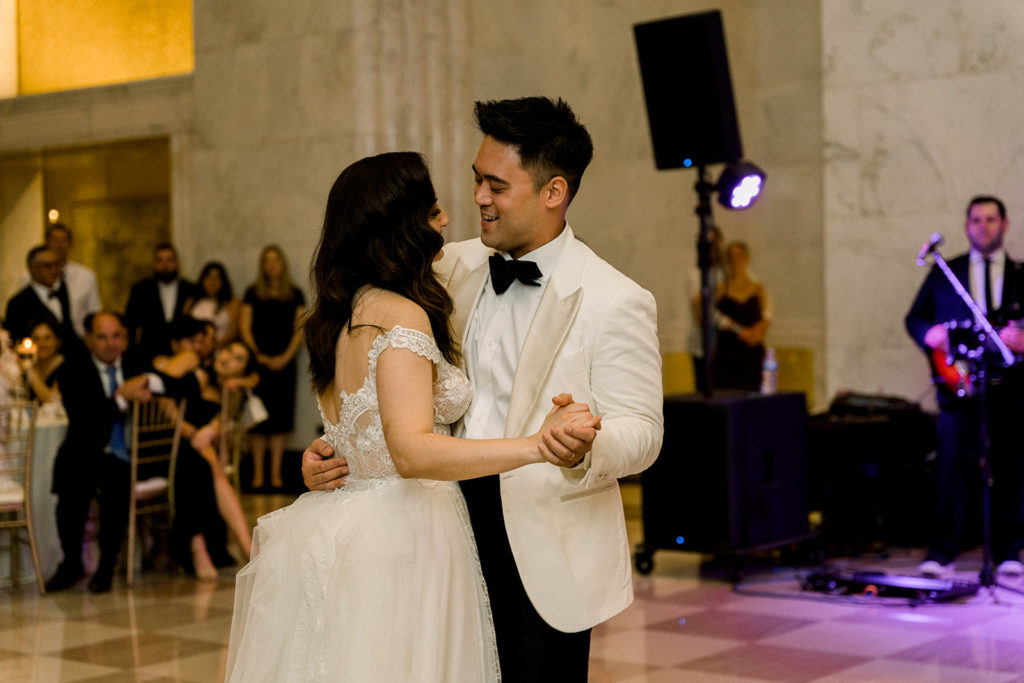 Bride and groom dancing at the The Old Post Office Chicago wedding venue