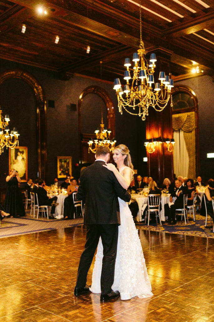Bride and groom dancing at their Union League Club of Chicago wedding reception