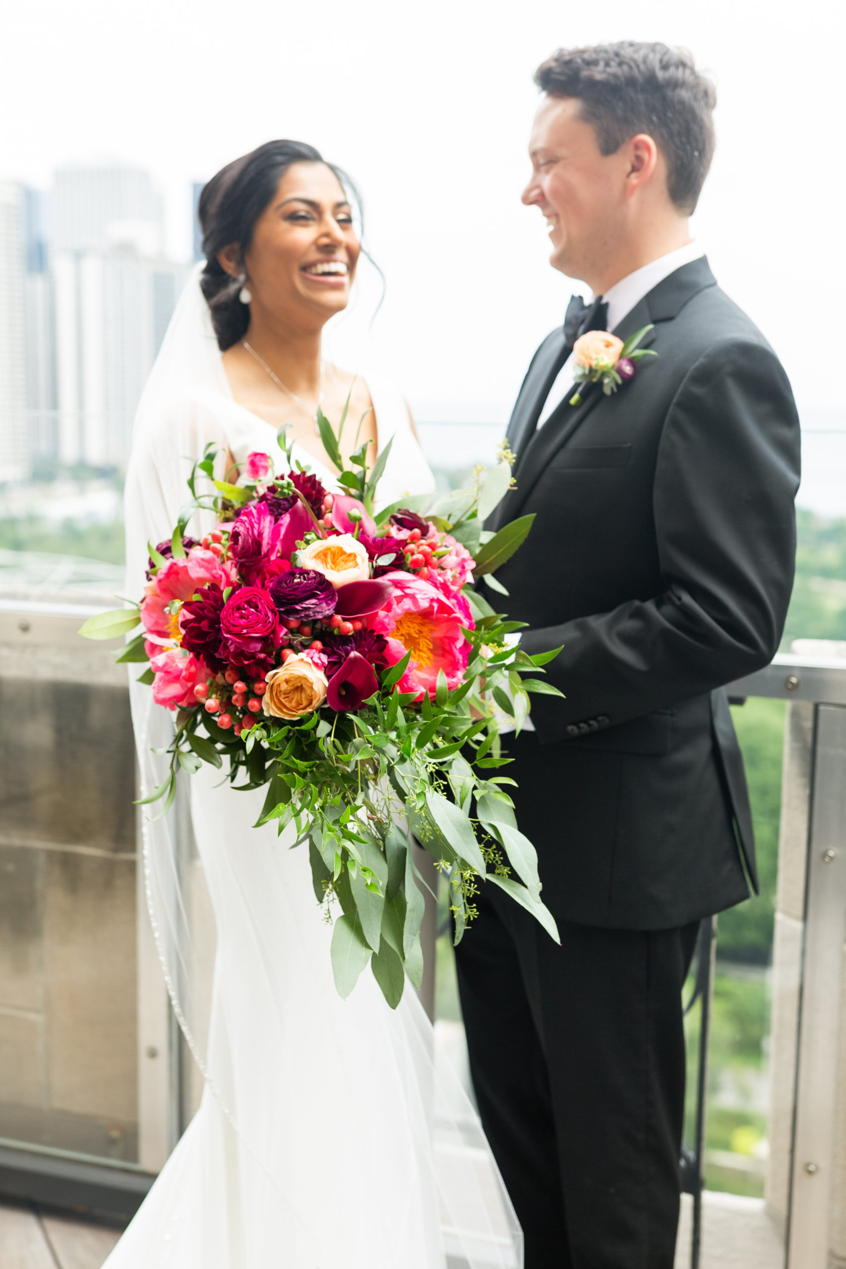 Bride and groom at their University Club Chicago wedding