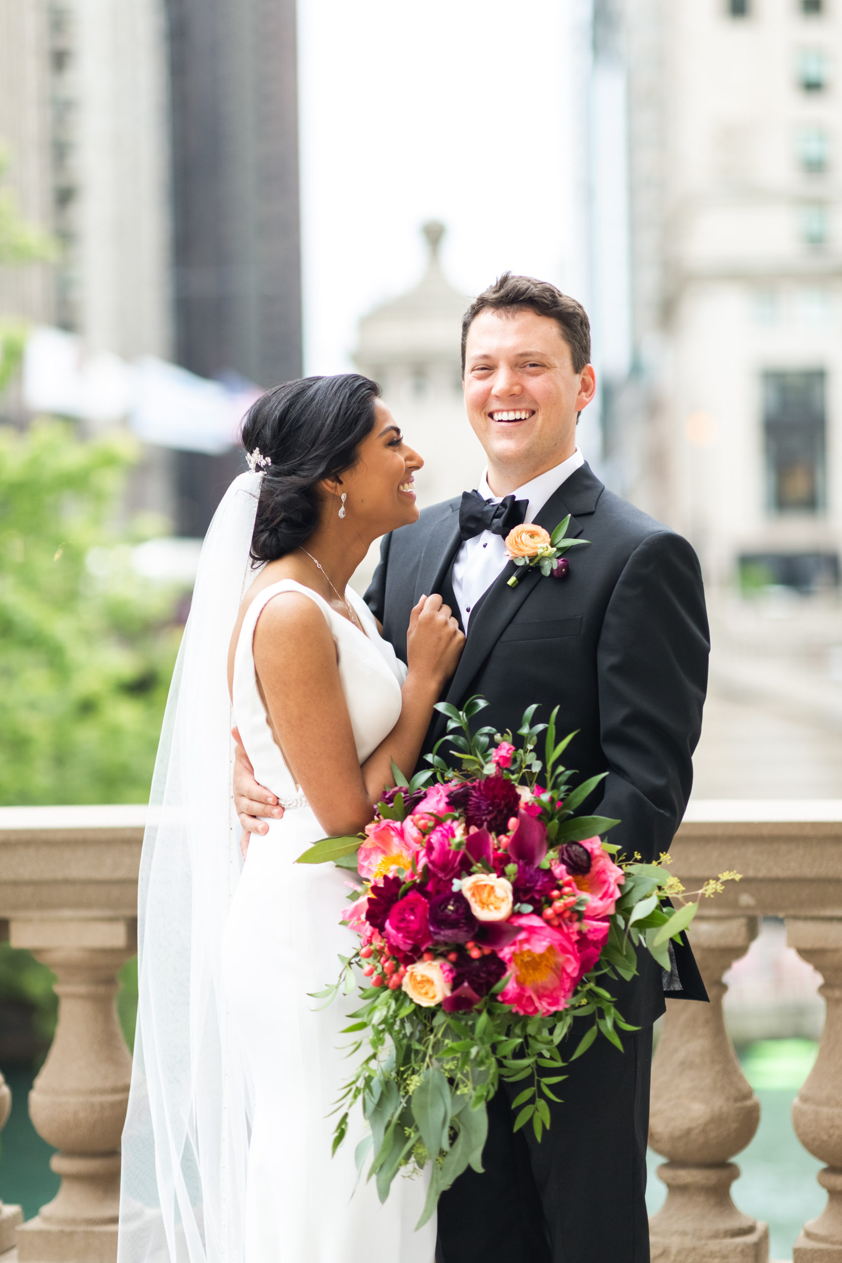 Bride and groom at their University Club Chicago wedding