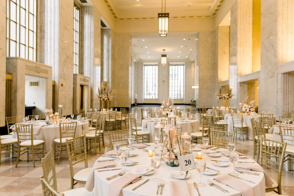 The Old Post Office Chicago wedding reception tables
