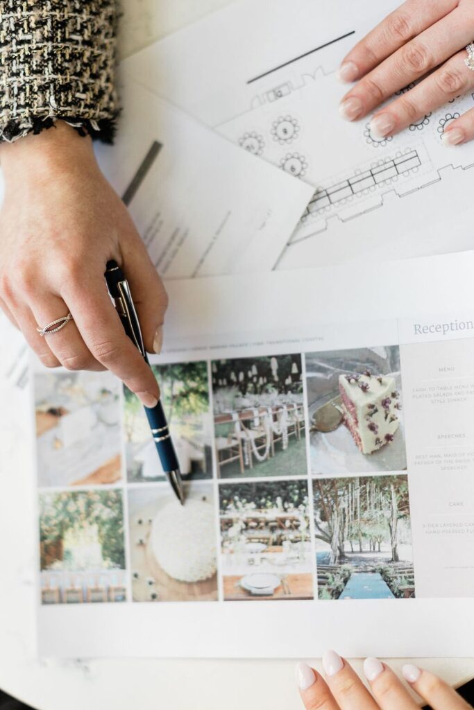 wedding couple reviewing wedding planner packages