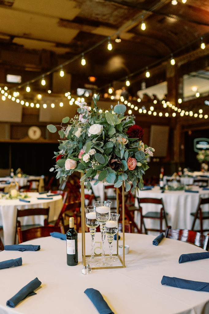Turner Hall ballroom wedding reception table centerpiece