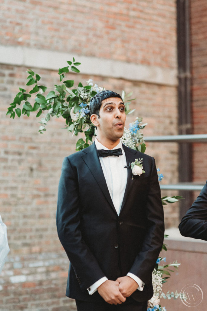 Indian-Christian wedding ceremony groom's reaction