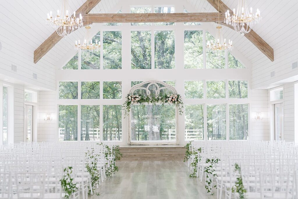 Wedding chapel with woodsy views at Collinsville TX venue