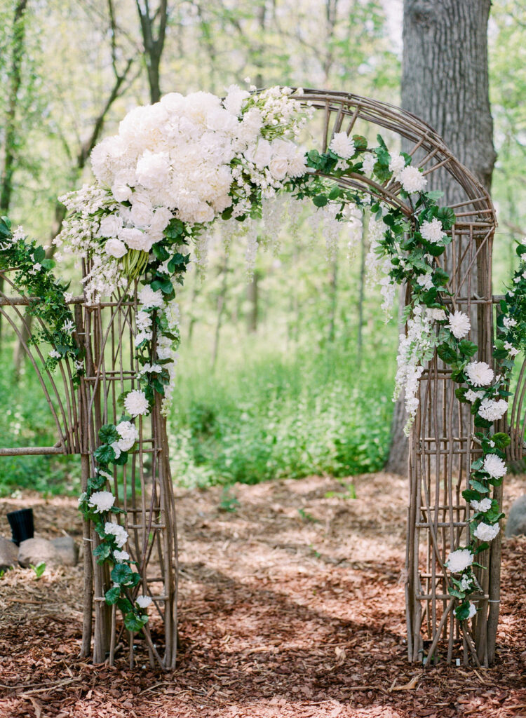 wedding ceremony arch at Farm at Dover 