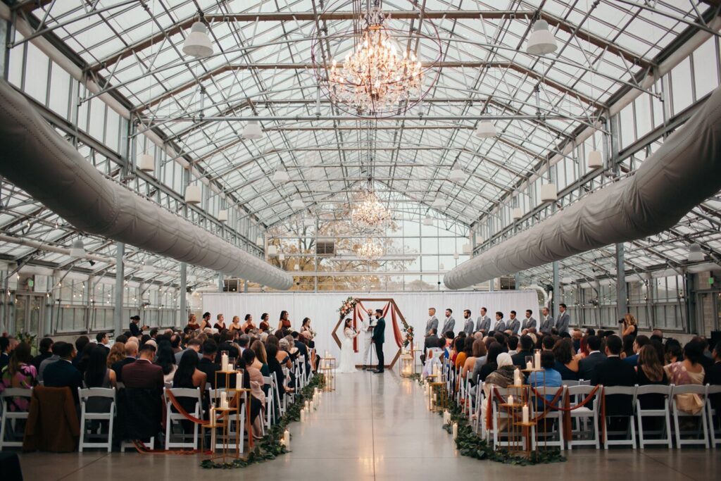Greenhouse no 7 modern wedding ceremony in Milwaukee