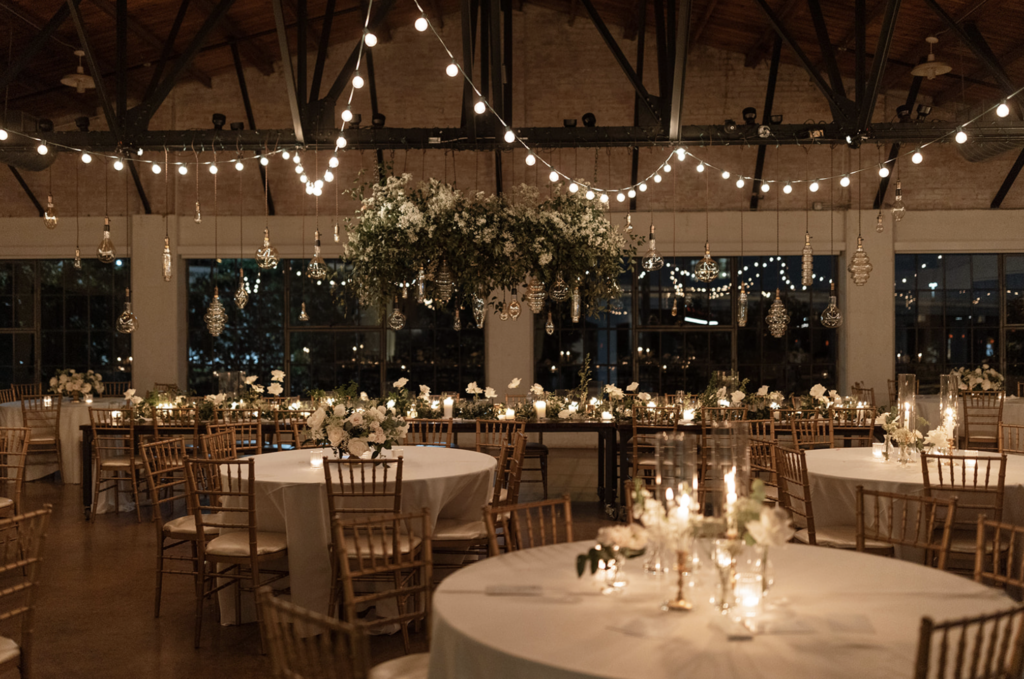 nighttime wedding at the Dallas Arboretum