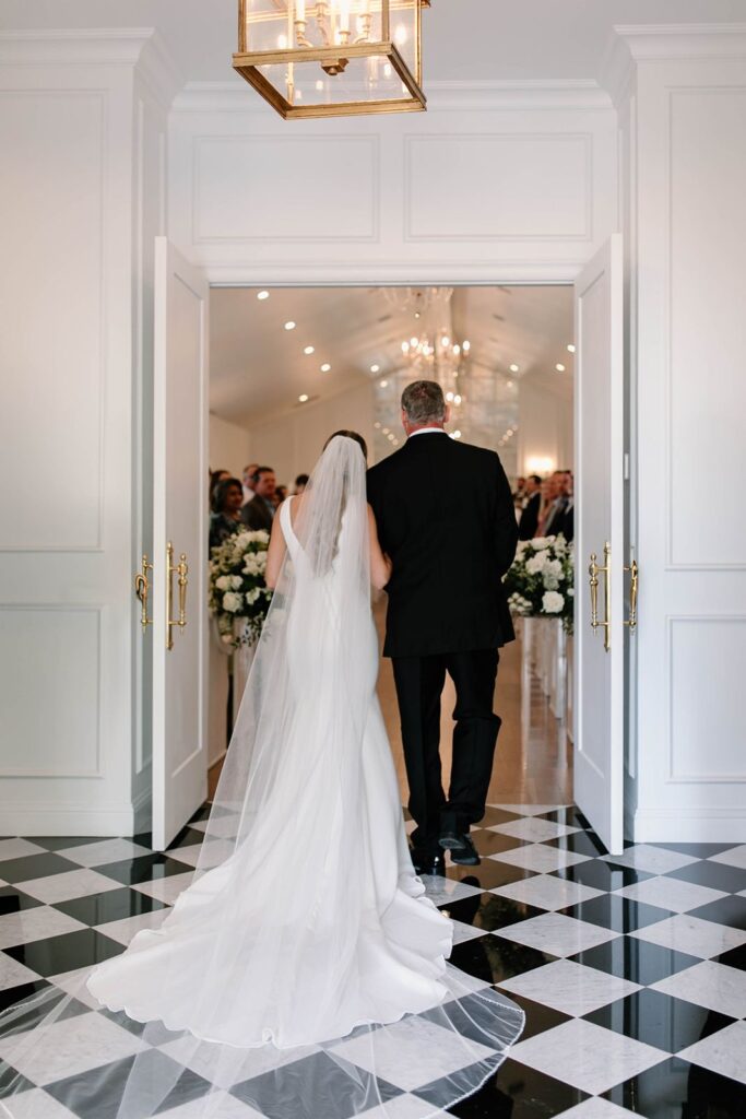 Bride and father entering chapel