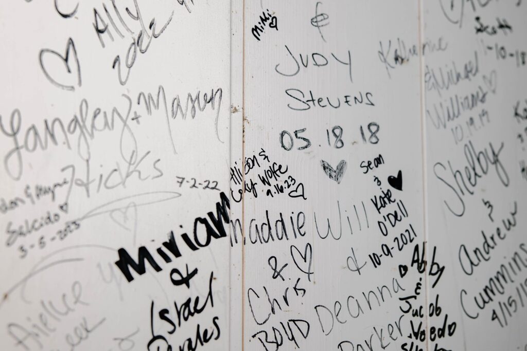 Memory wall at The Nest at Ruth Farms