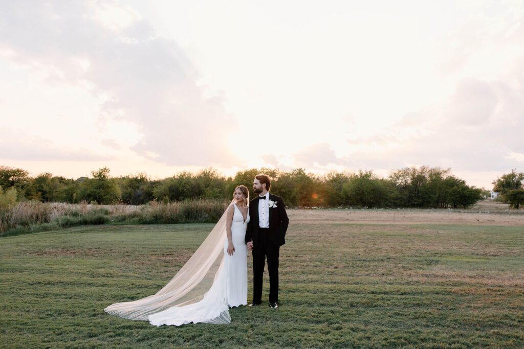 North Texas wedding couple at sunset