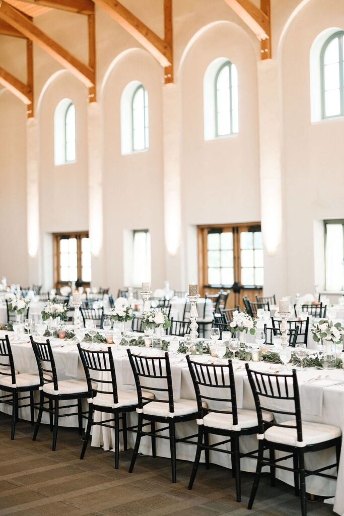 The Grande Hall wedding reception with warm natural lighting