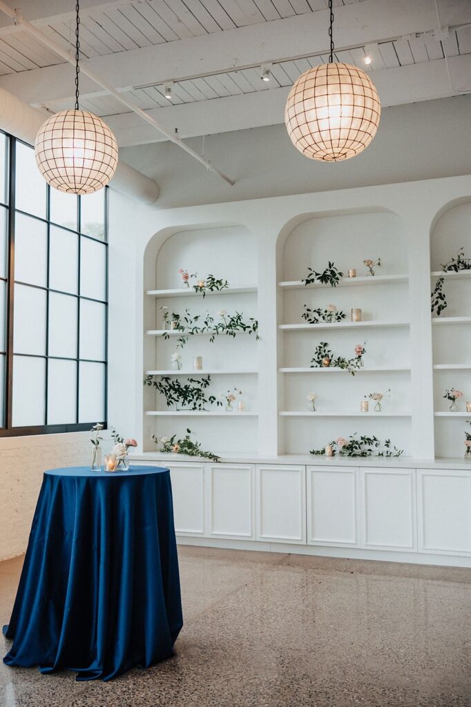 Industrial Modern cocktail reception space at The Whim Minneapolis wedding venue