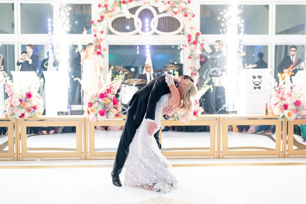 Bride and groom dancing at Dallas wedding reception venue