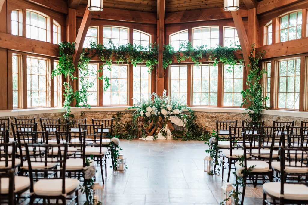 Wedding ceremony location at Camp Lucy in Dripping Springs, TX.