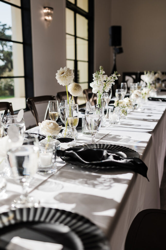 The Arlo wedding reception design in the ballroom