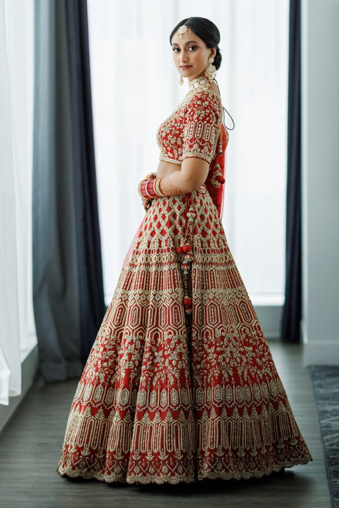 Traditional bridal attire wedding portrait