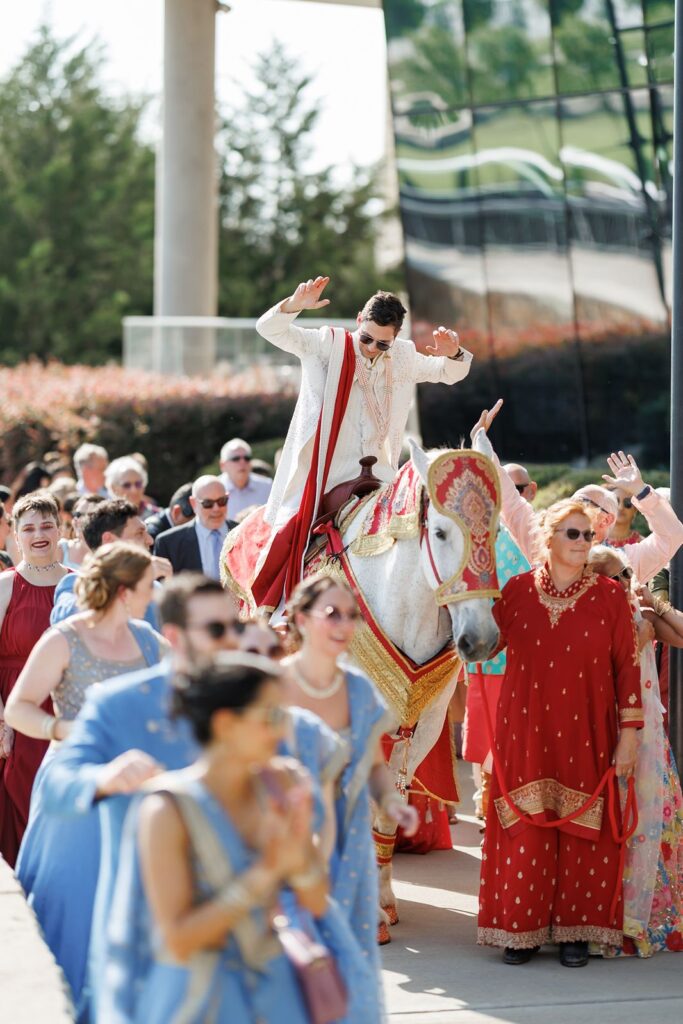 Outdoor traditional Indian wedding festivities